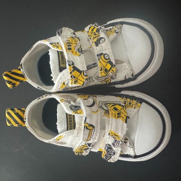 Converse All Star Infant Sneakers Construction Print Double Strap Size 3 - Picture 4 of 11